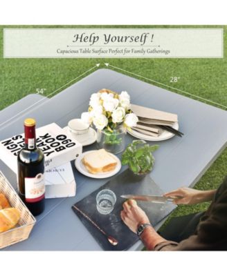 Outdoor Picnic Table Bench Set with Metal Base