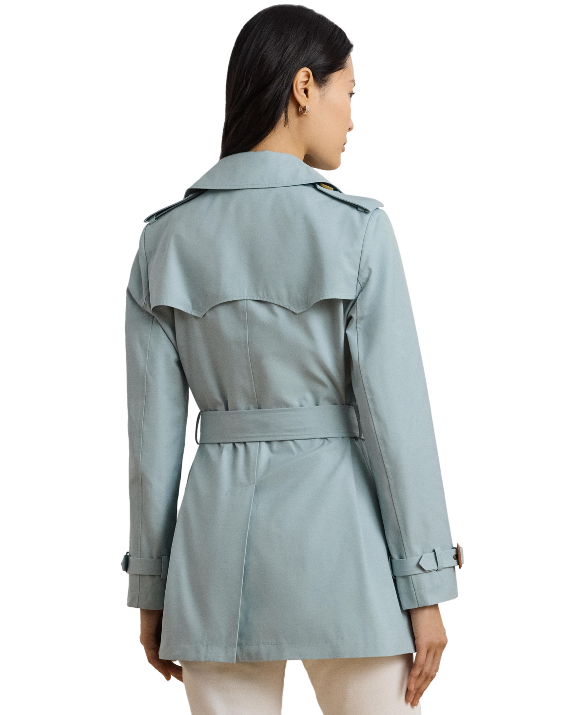 RALPH LAUREN WOMEN'S SHORT DOUBLE-BREASTED BELTED TRENCH COAT 