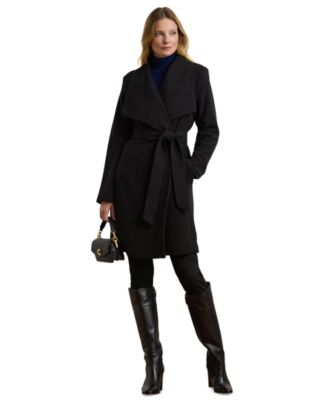 Women's Crepe Belted Wrap Coat