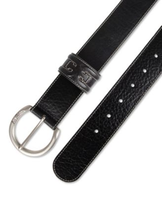 Women's Glossy Pebble Grain Textured Leather Belt