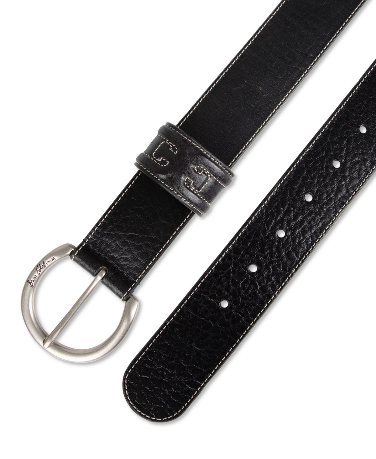 Shop Sam Edelman Women's Glossy Pebble Grain Textured Leather Belt In Black