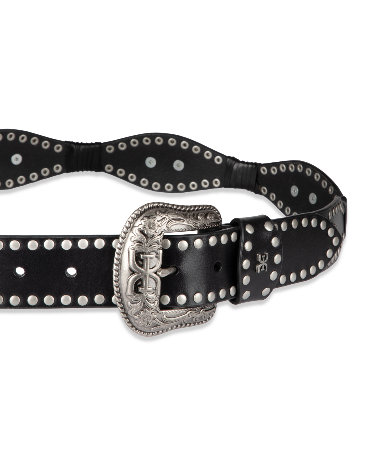 Shop Sam Edelman Women's Western Concho Scalloped Belt In Black
