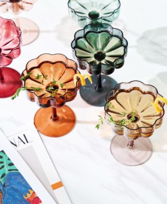 Martini and Champagne Flower Classic Wavy Glass Coupes, Set of 6