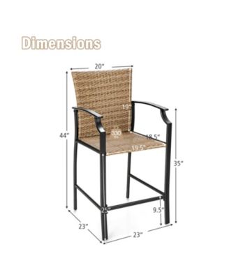 Patio Rattan Bar Stools Set of 4 with Soft Cushions