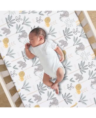 Jungle Adventure 100% Cotton Baby/Toddler Fitted Crib Sheet - White