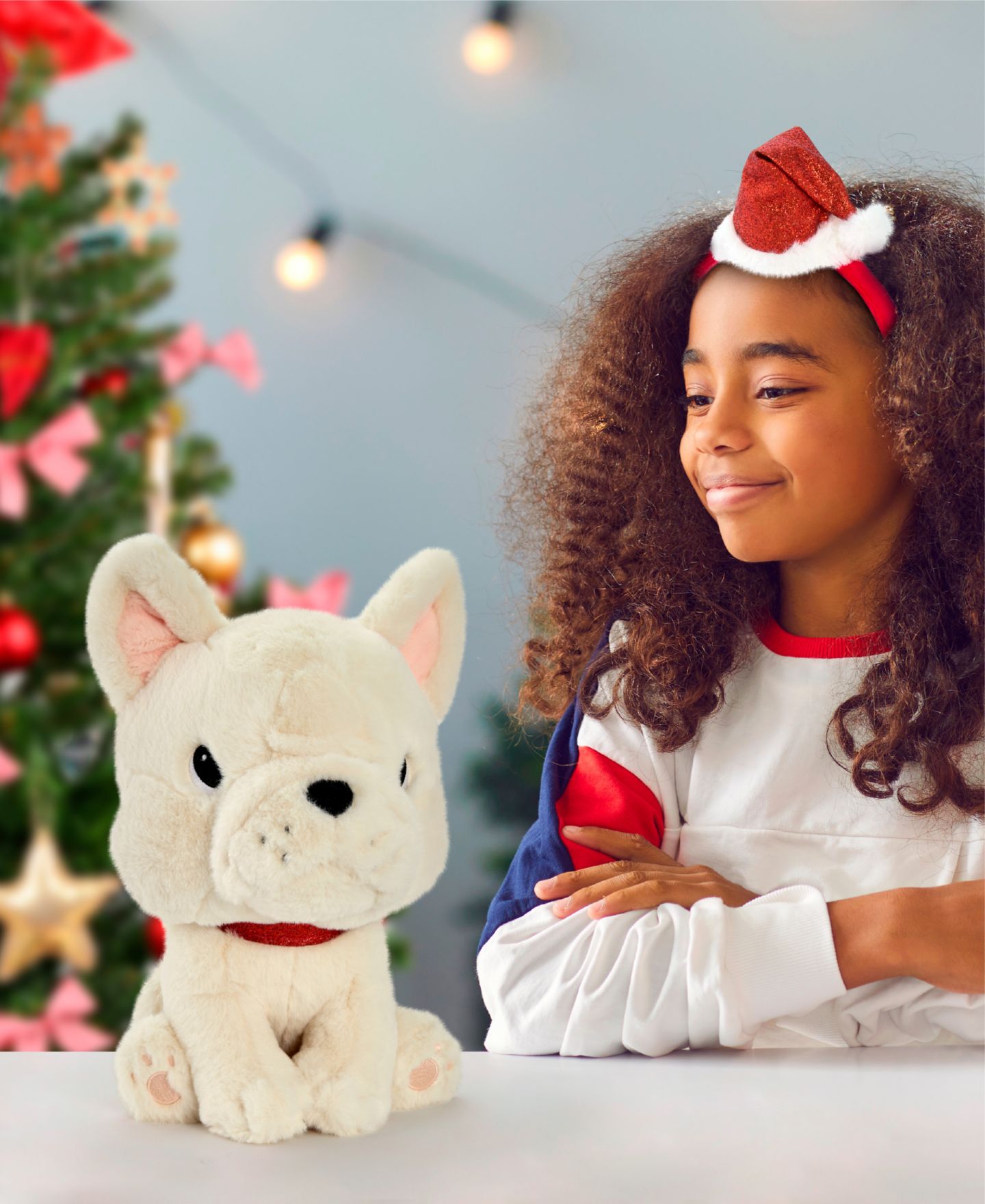 Детские мягкие игрушки Geoffrey's Toy Box 10" French Bulldog with Christmas Hat Plush Toy — фото 2