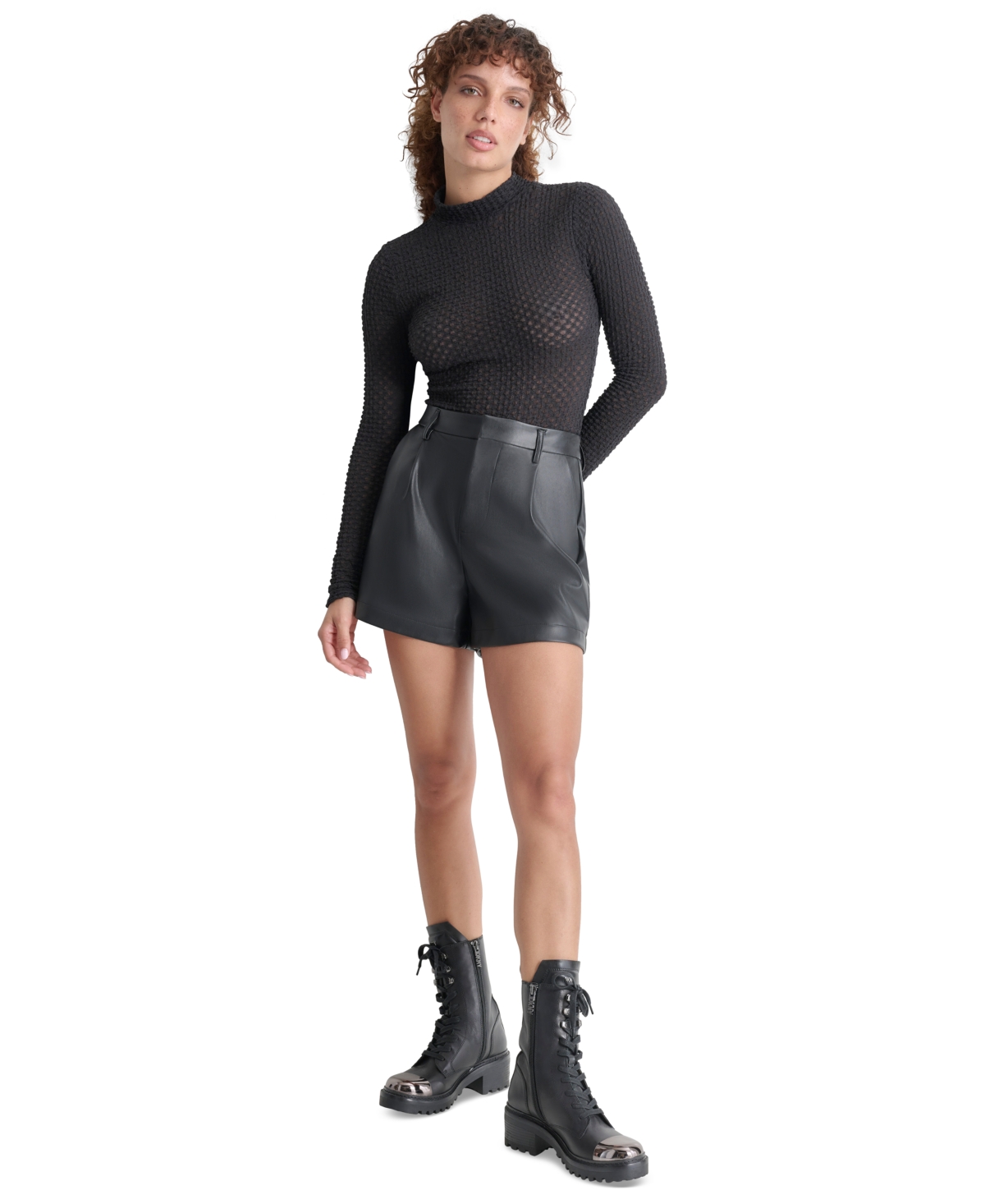 Dkny Jeans Women's High-Rise Faux-Leather Shorts - BLK - BLACK