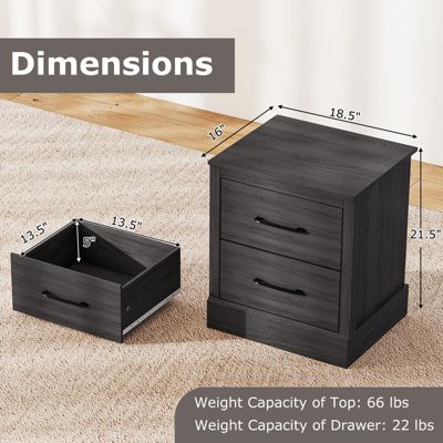 Set of 2 Drawer Nightstand Bedside Table Compact Sofa End Table Oak Dark Grey