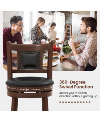 30.5 Inch Upholstered Bar Stools Set of 2 with Curved Backrest and Footrest