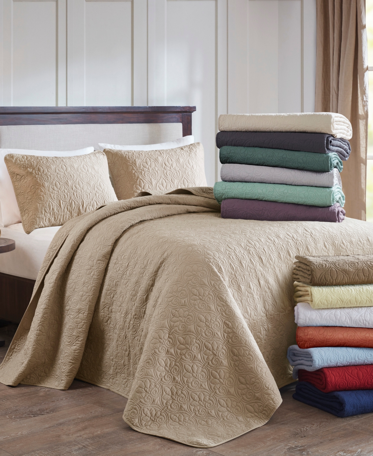 Madison Park Quebec Quilted 3-pc. Bedspread Set, Queen In Balsam Green