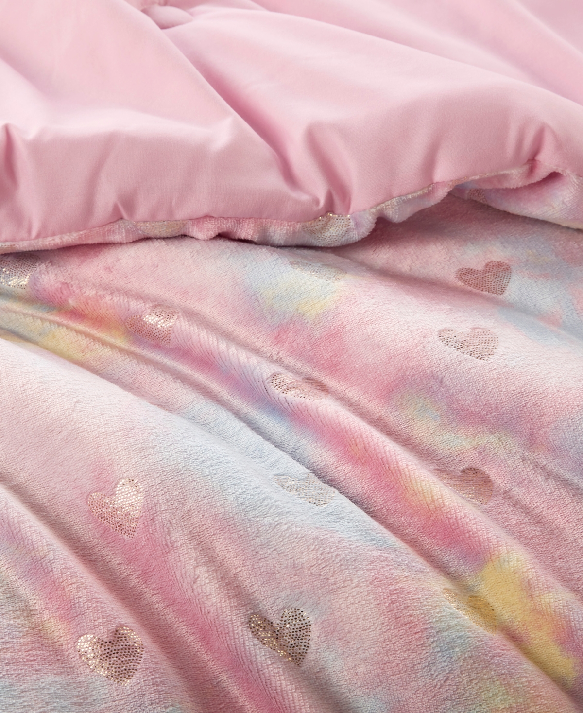 Mi Zone Rosalie Metallic Heart 4-pc. Comforter Set, Full/queen In Pink Multi,gold