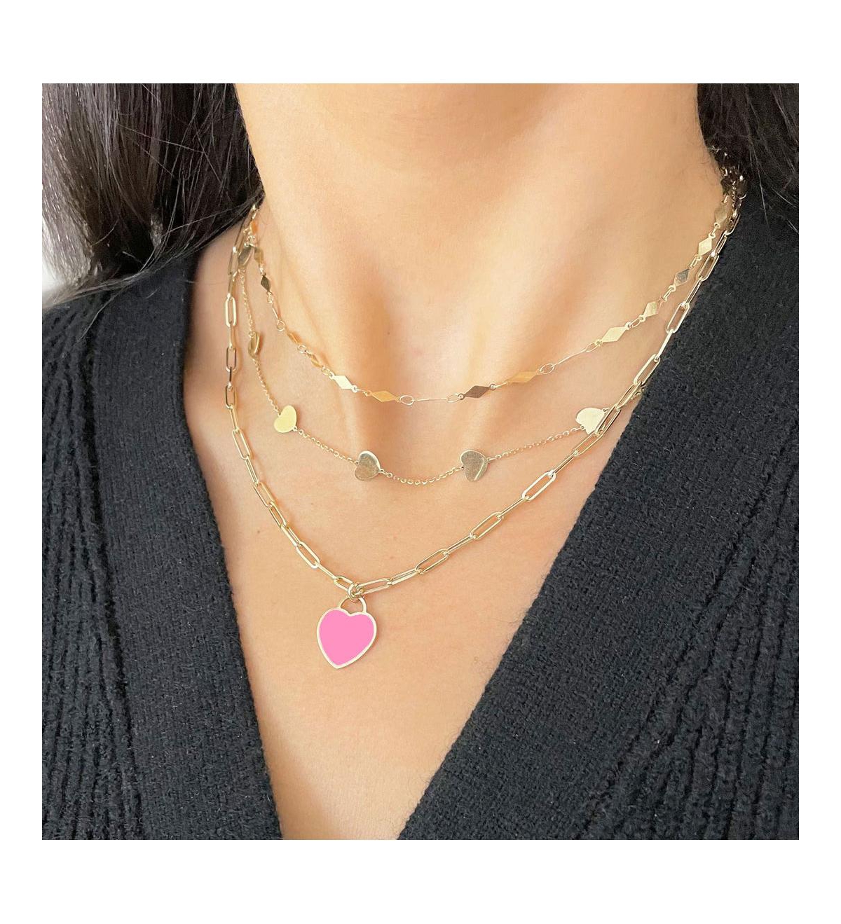 The LoveryHeart Padlock Charm 14K Gold 15 millimeters - Bubblegum pink