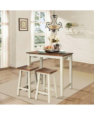 Counter Height Pub Table with 2 Saddle Bar Stools