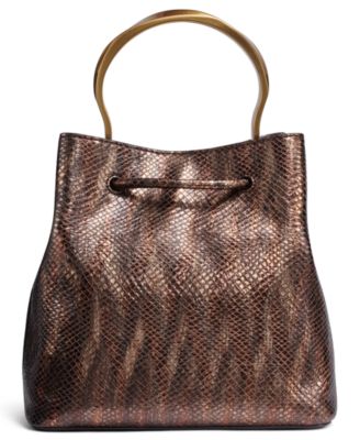 Lawrence Metallic Snake Top Handle Bucket Bag