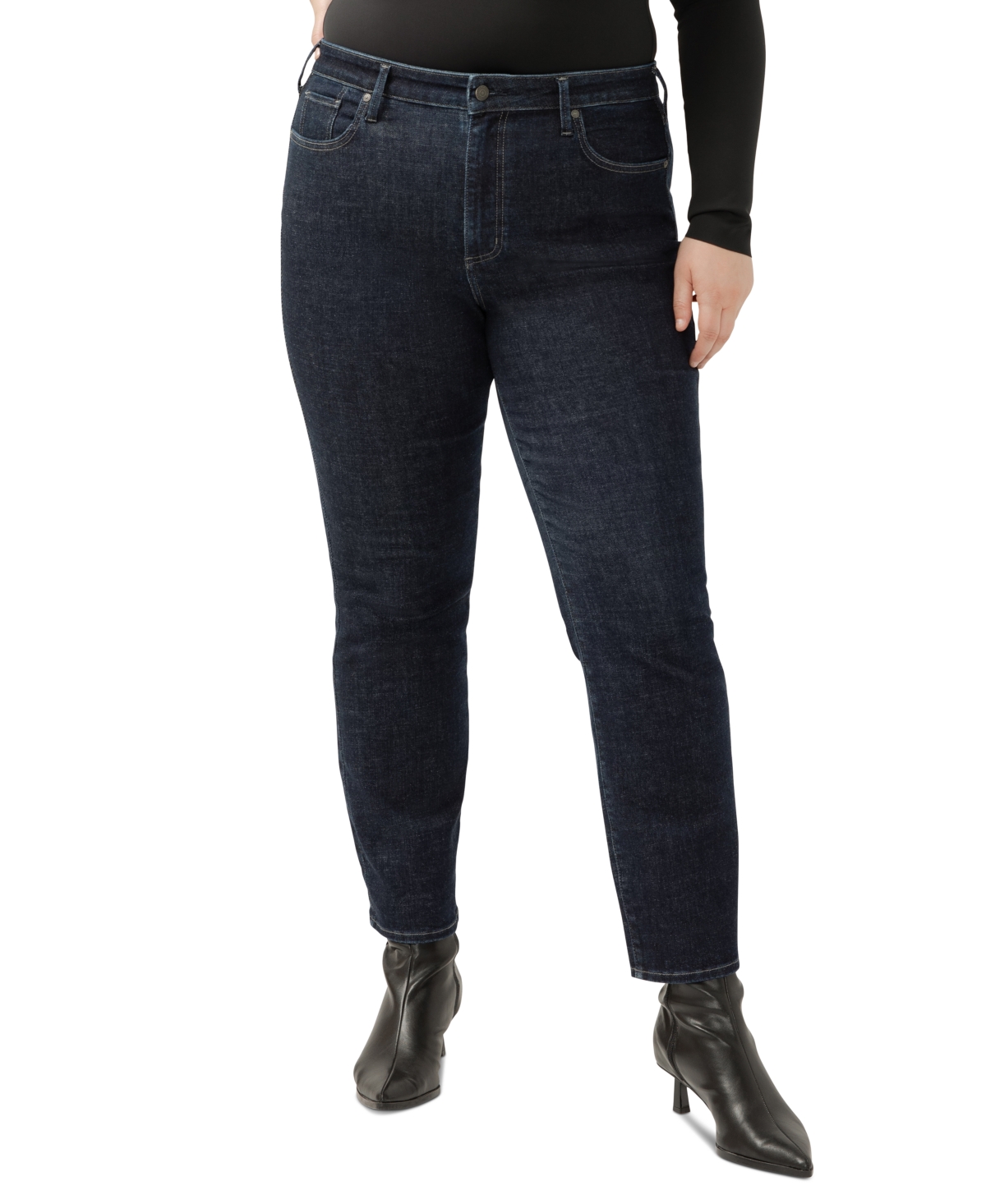 SILVER JEANS CO. PLUS SIZE ISBISTER HIGH-RISE STRAIGHT-LEG JEANS 