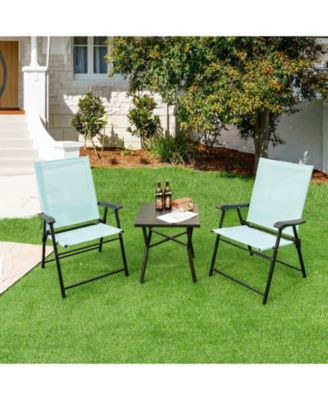 Patio Dining Chair Set of 2 with Armrests and Metal Frame