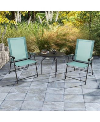 Patio Dining Chair Set of 2 with Armrests and Metal Frame