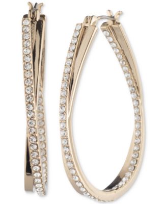 Givenchy - Crystal Pav&eacute; Double Twist In & Out Small Hoop Earrings, 1"
