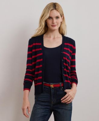 Lauren Ralph Lauren - Women's Striped Cotton-Blend Cardigan