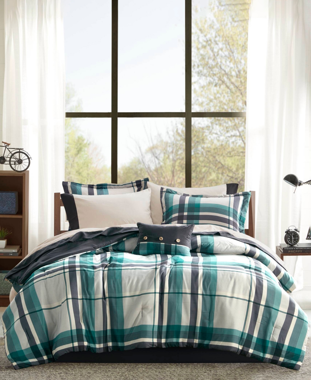 Intelligent Design Robbie 9-pc. Comforter Set, Queen In Teal,black