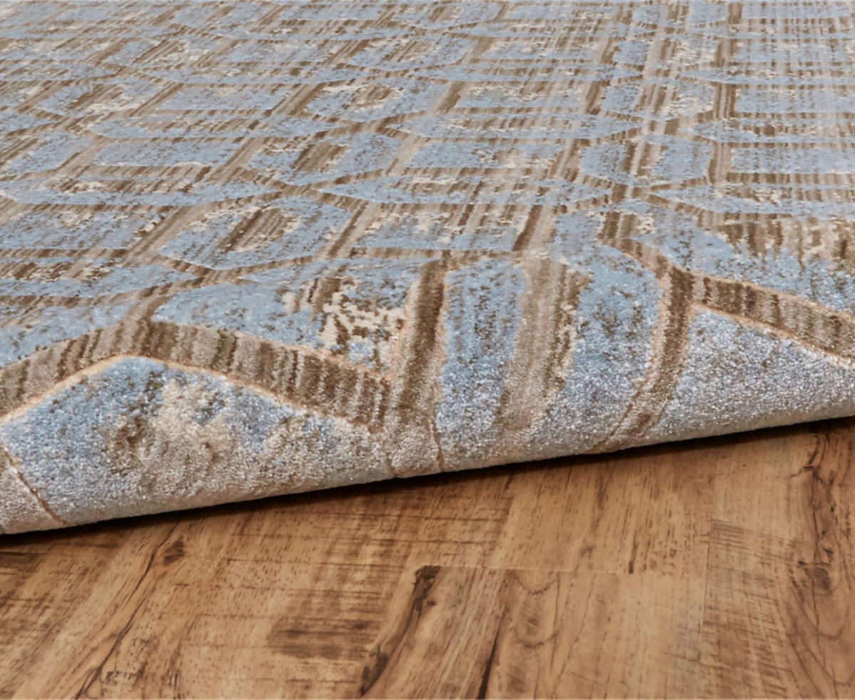 Shop Feizy Milton 3472f 2'7''x8' Runner Area Rug In Blue,taupe