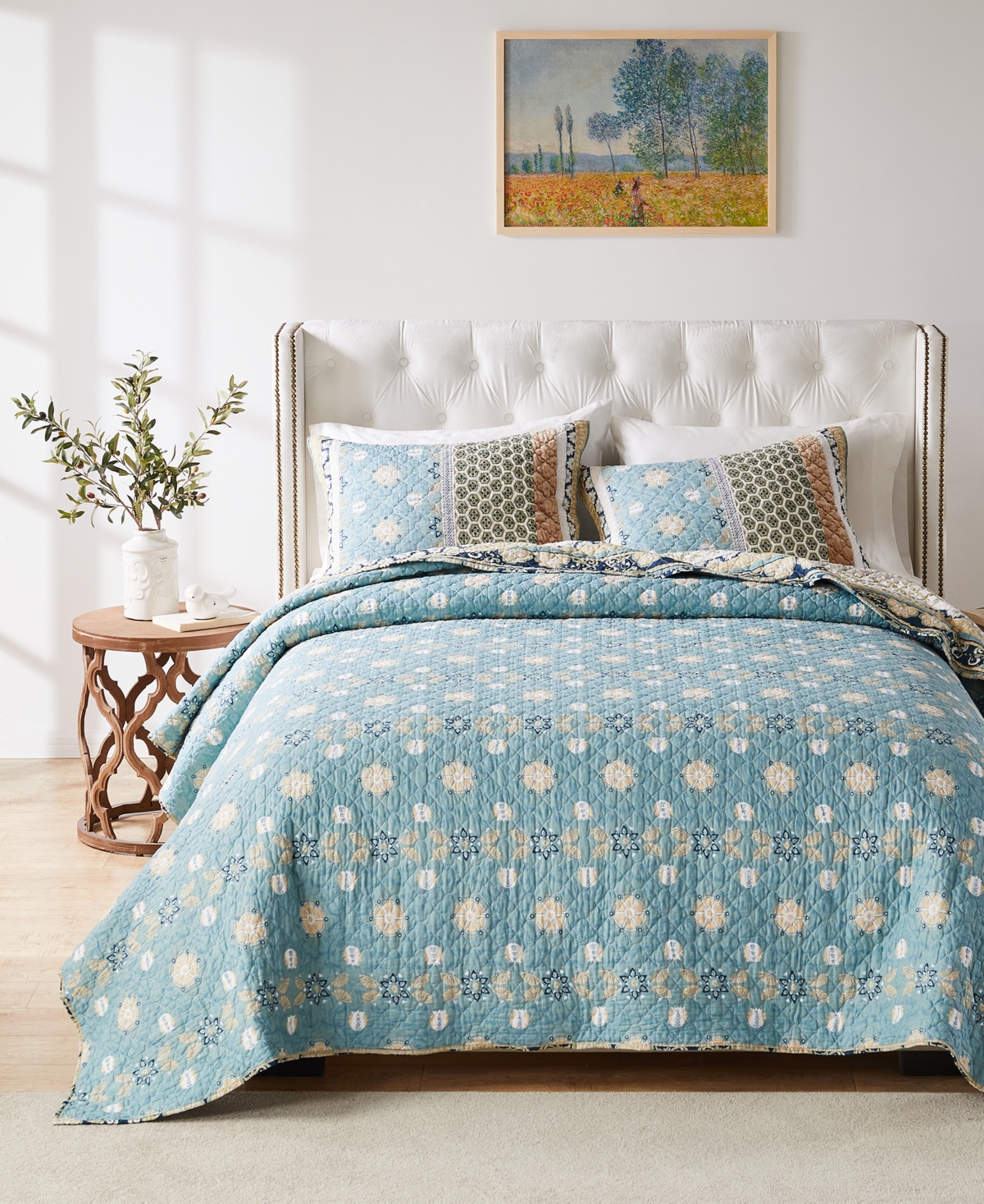 Greenland Home Fashions Thalia 3-pc. Quilt Set, Full/queen In Blue