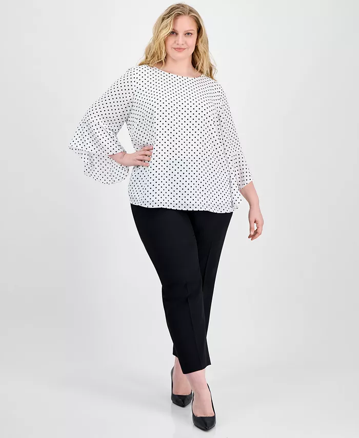 Plus Size Polka-Dot Ruffle-Sleeve Blouse - thumbnail 2
