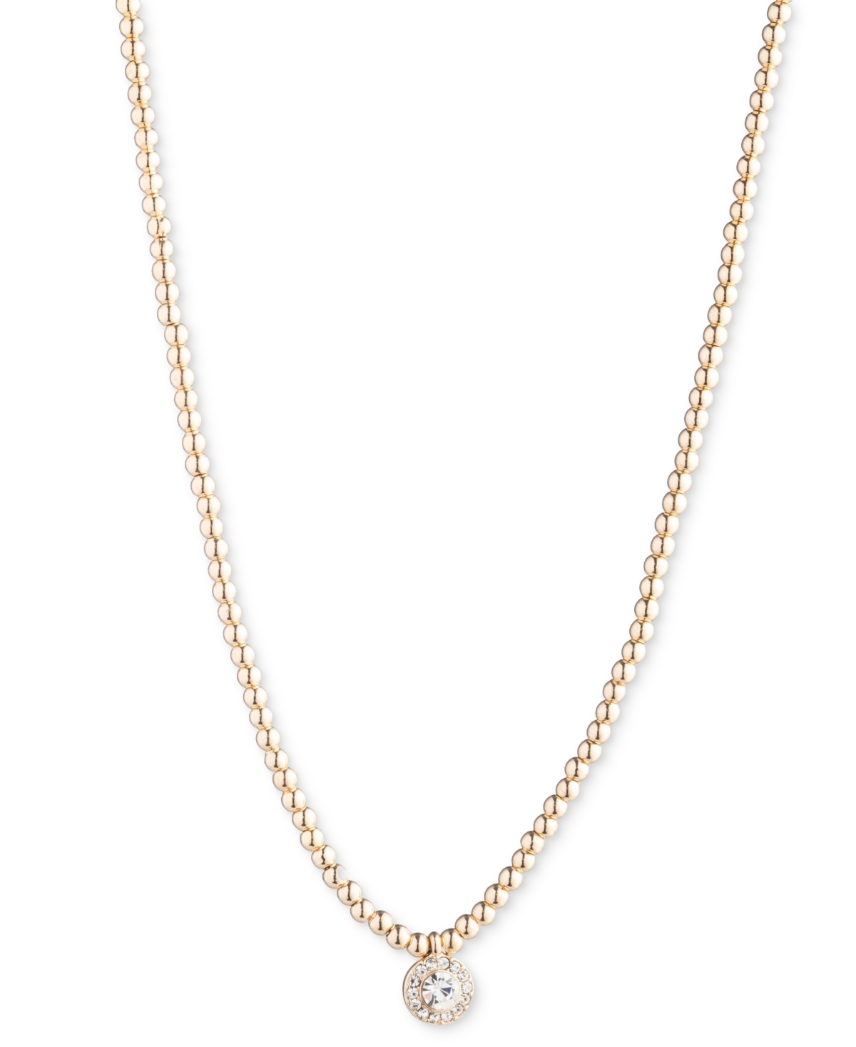 Gold-Tone Crystal Halo Pendant Necklace, 16" + 3" extender - White