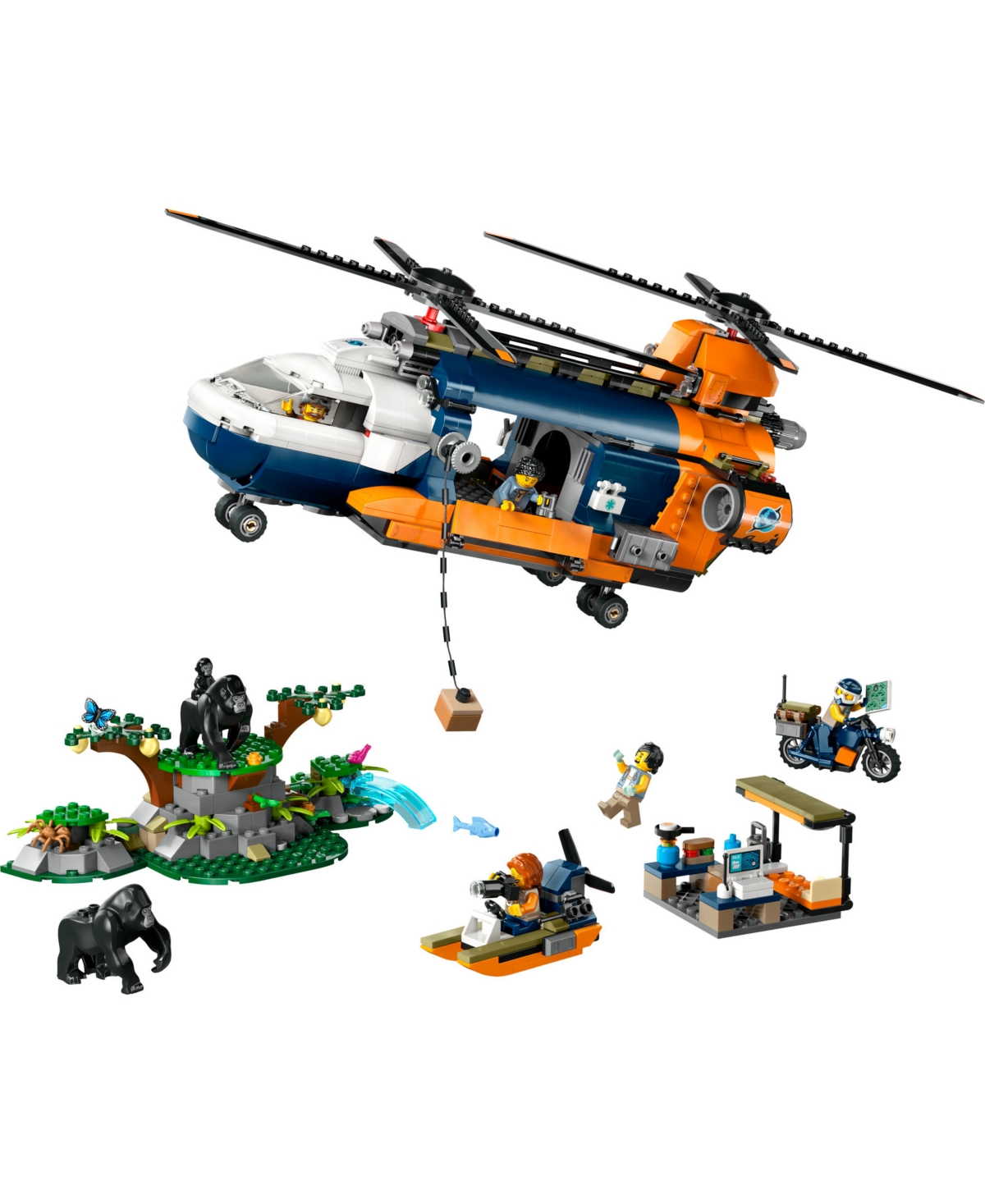 LEGO CITY JUNGLE EXPLORER HELICOPTER AT BASE CAMP SET 60437 