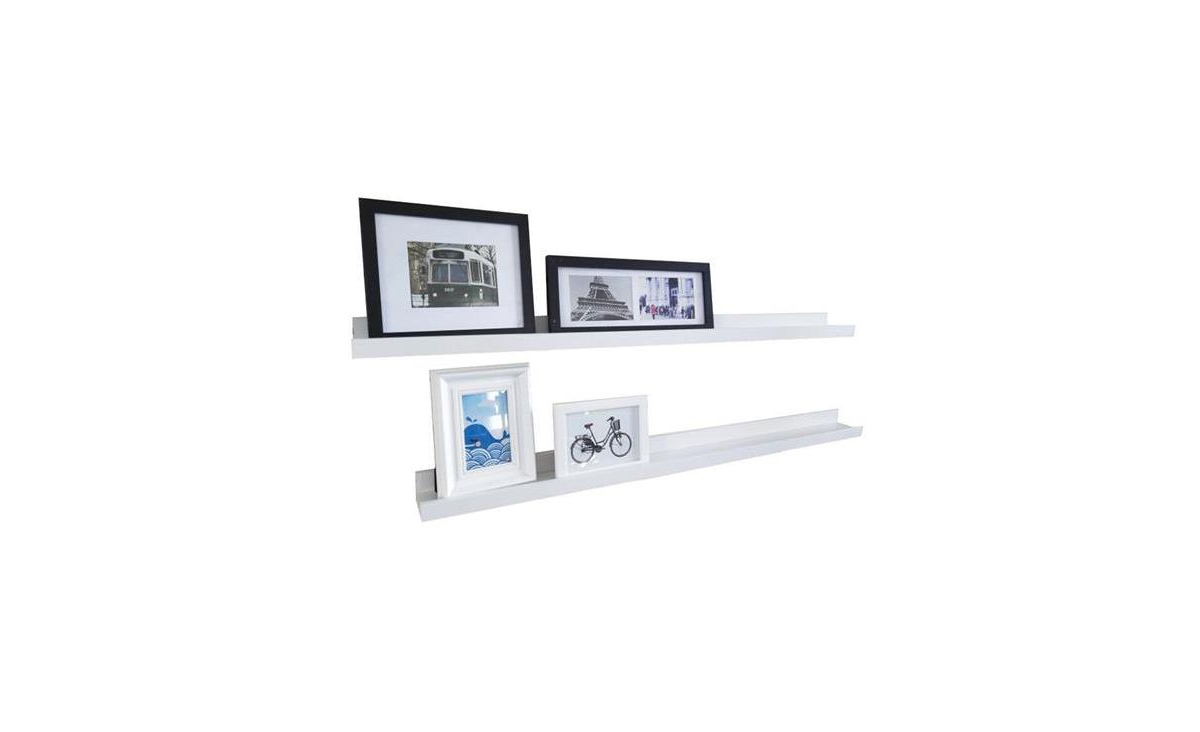 Slickblue Inches Floating Picture Display Ledge Wall Mount Shelf Denver Modern Design- White