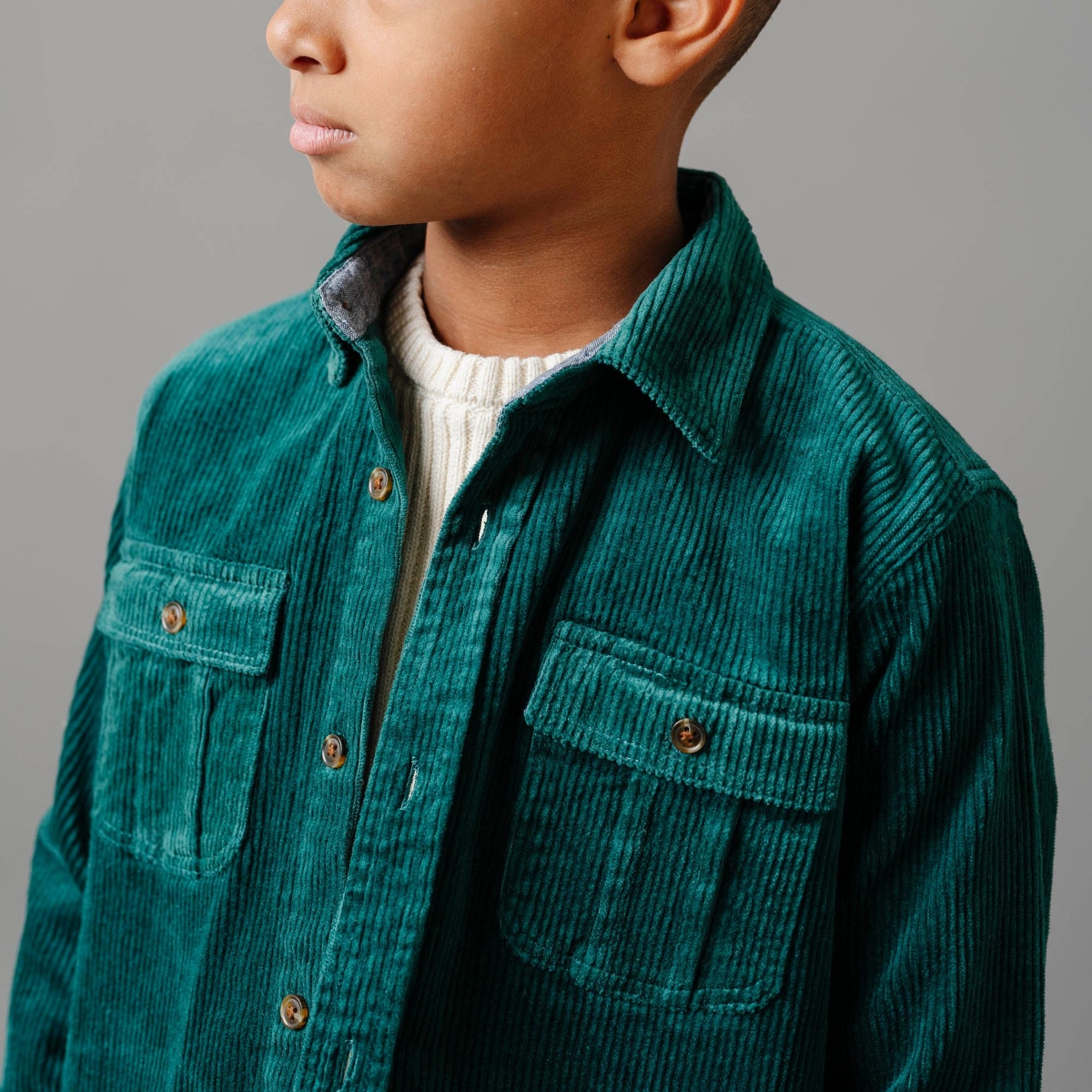 Hope & Henry Boys Long Sleeve Corduroy Button Down Shirt with Flap Pockets