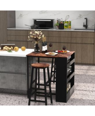 3 Pieces Bar Table Set with Storage