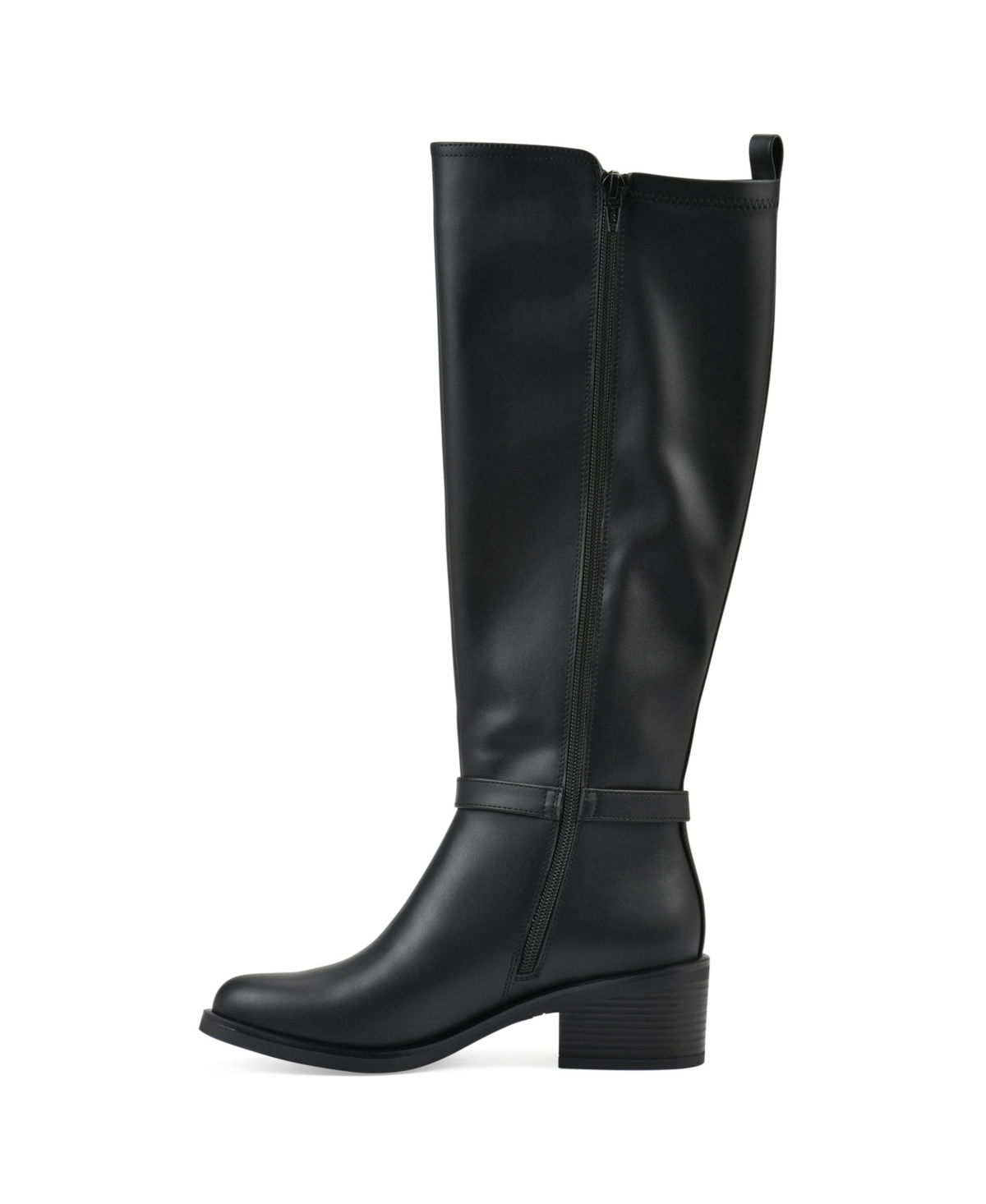 White Mountain Women's Custard Tall Shaft Riding Boots In Black Smooth