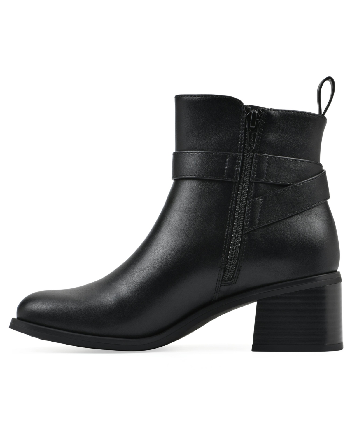 White Mountain Narrows Womens Faux Leather Block Heel Ankle Boots In Black Burnished Smooth