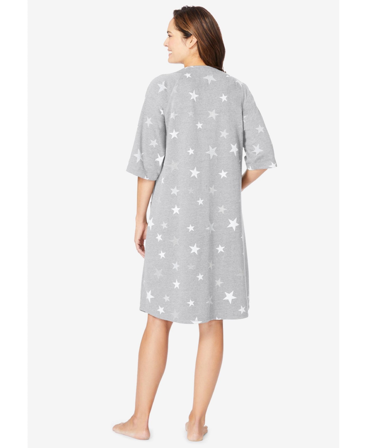 Dreams & Co. Plus Size Short French Terry Zip-Front Robe