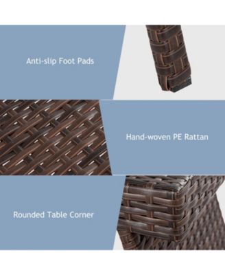 Folding PE Rattan Side Coffee Table Patio Garden Furniture