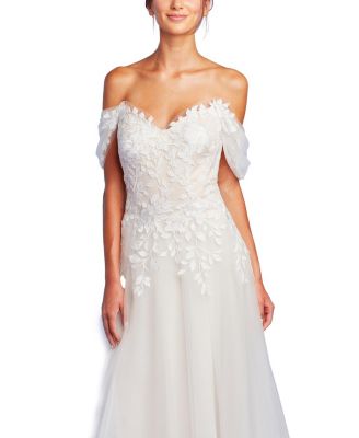Women's Pierce Off-Shoulder Embroidered Gown