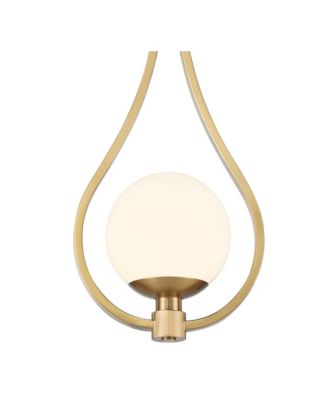 Kosta 8" Mid Century Modern Pendant Ceiling Light Fixture Dining Room Over Table Kitchen Island Foyer Hanging Teardrop LED Dimmable Warm Gold Finish White Glass Hallway Mini
