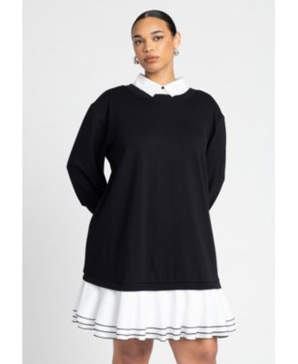 Women's Plus Size Twofer Mini Shirt Dress