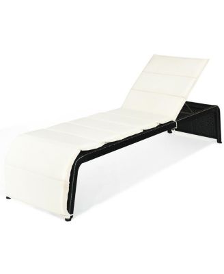 Adjustable Patio Rattan Lounge Chair with Cushioned