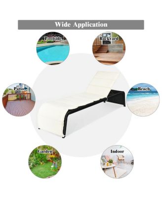 Adjustable Patio Rattan Lounge Chair with Cushioned
