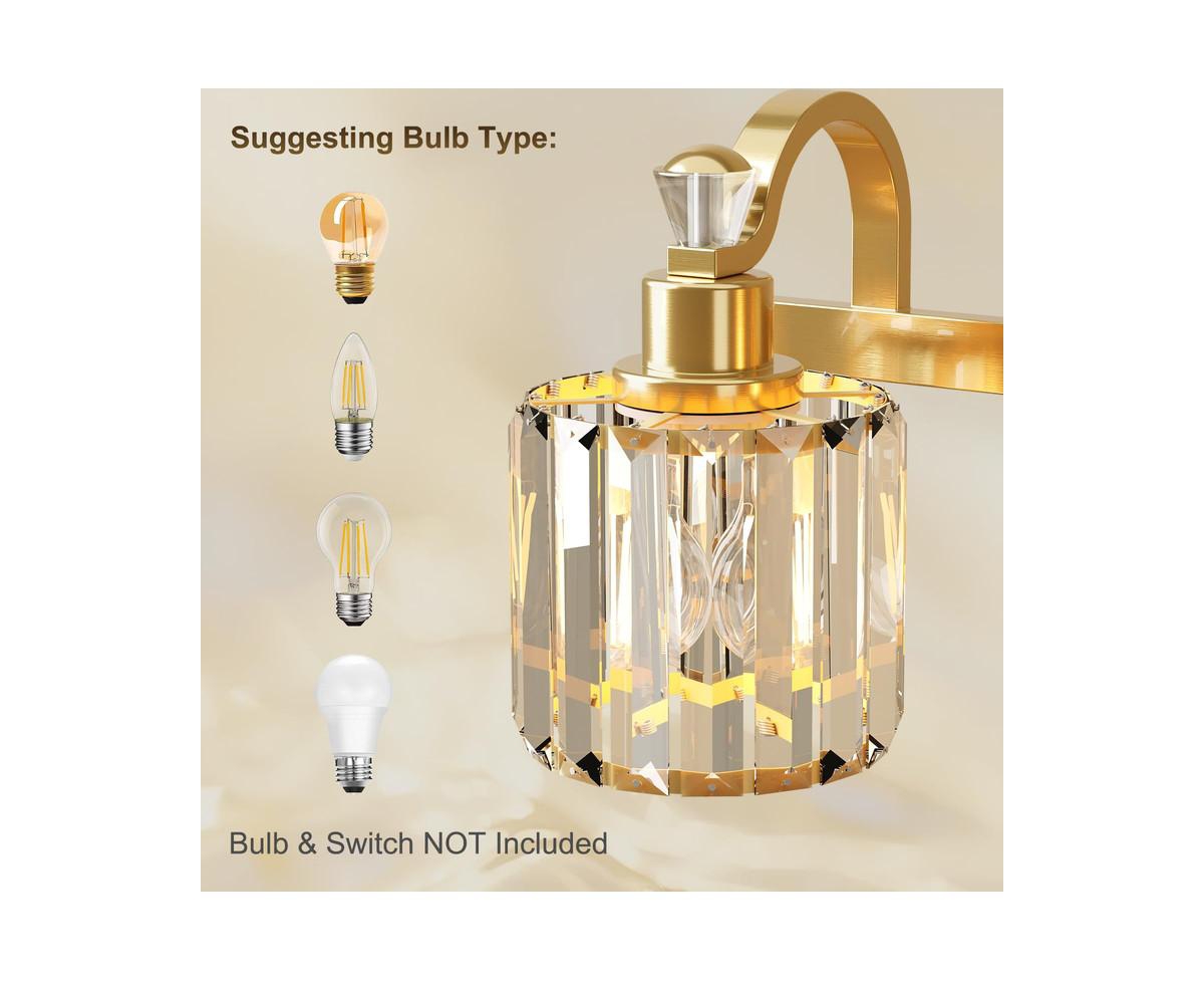 gaomon CrystalBathroom Vanity Light 5 Light Modern Bathroom Vanity Light Fixtures Over Mirror Modern Crystal Vanity Lighting - Gold