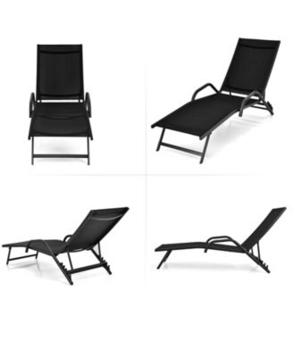 2 Pieces Outdoor Chaise Lounge with 5-Position Adjustable Backrest