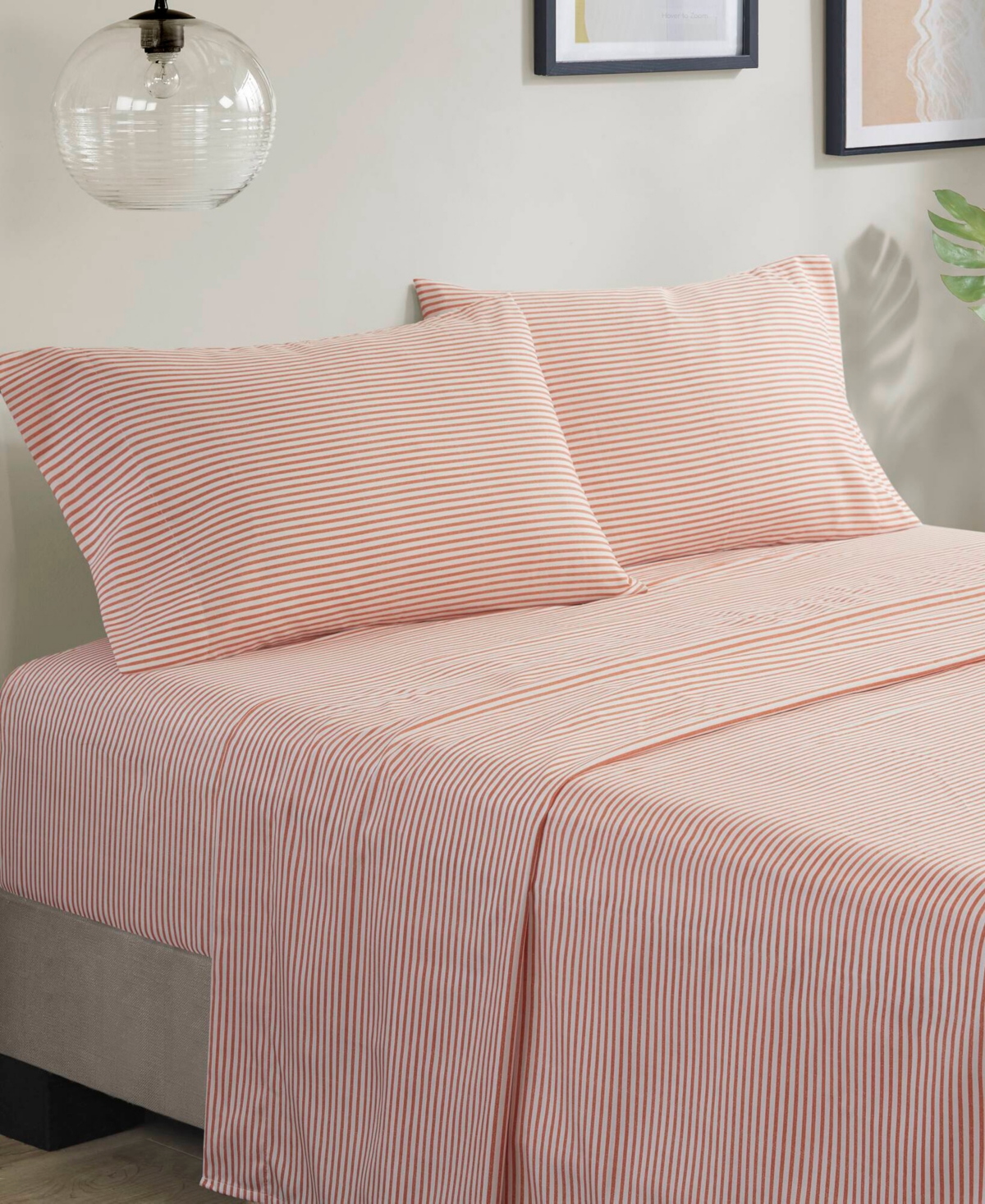 Madison Park Essentials Jaxon Wide Stripe 7-pc. Comforter Set, Full In Coral,grey