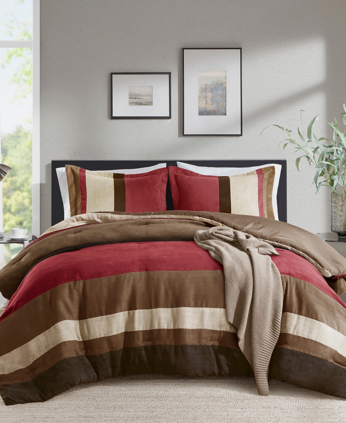 510 Design Boulder Stripe Micro Suede 2-pc. Comforter Set, Twin/twin Xl In Brick