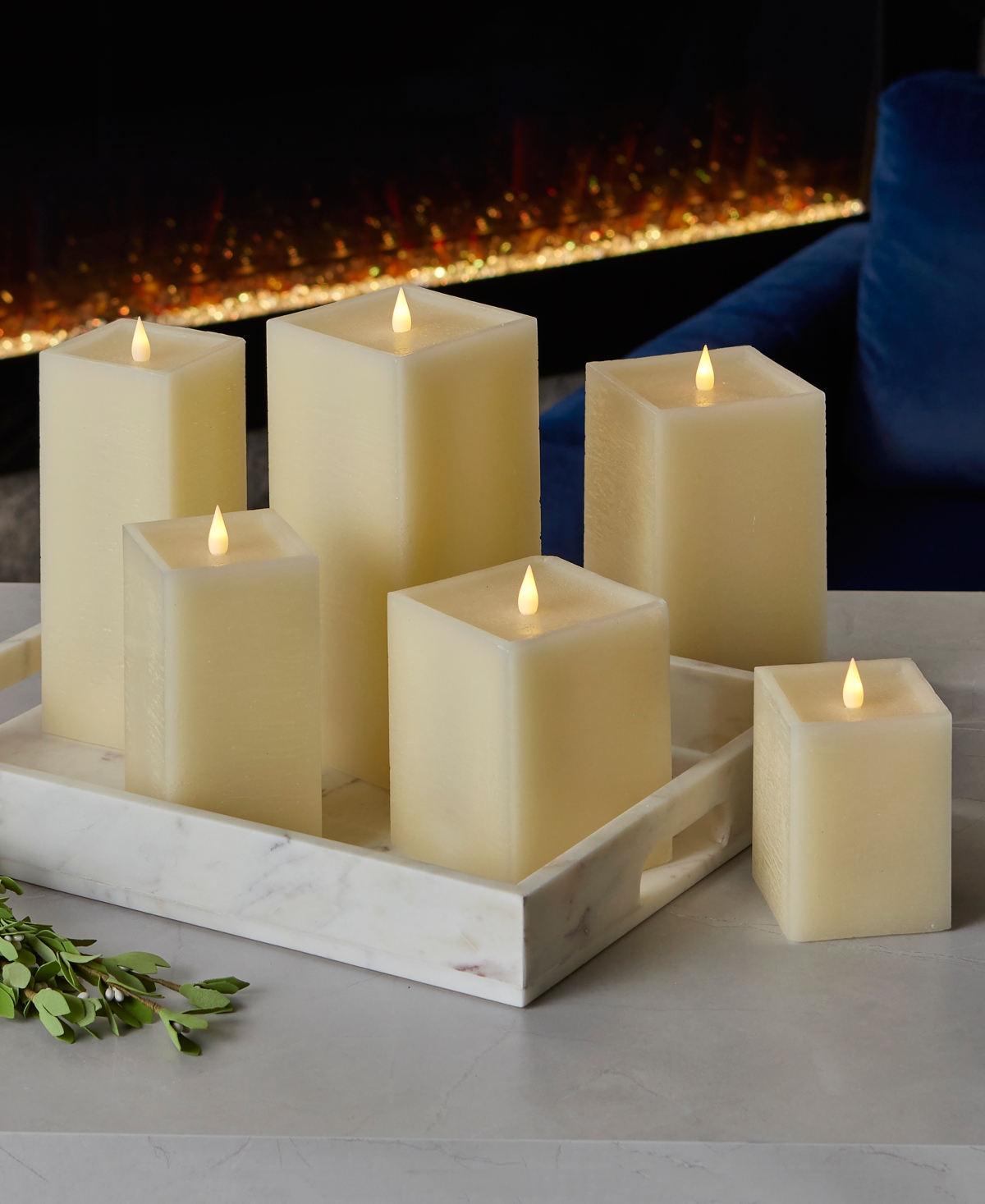 Seasonal Classic Motion Flameless Square Candle, 4x6