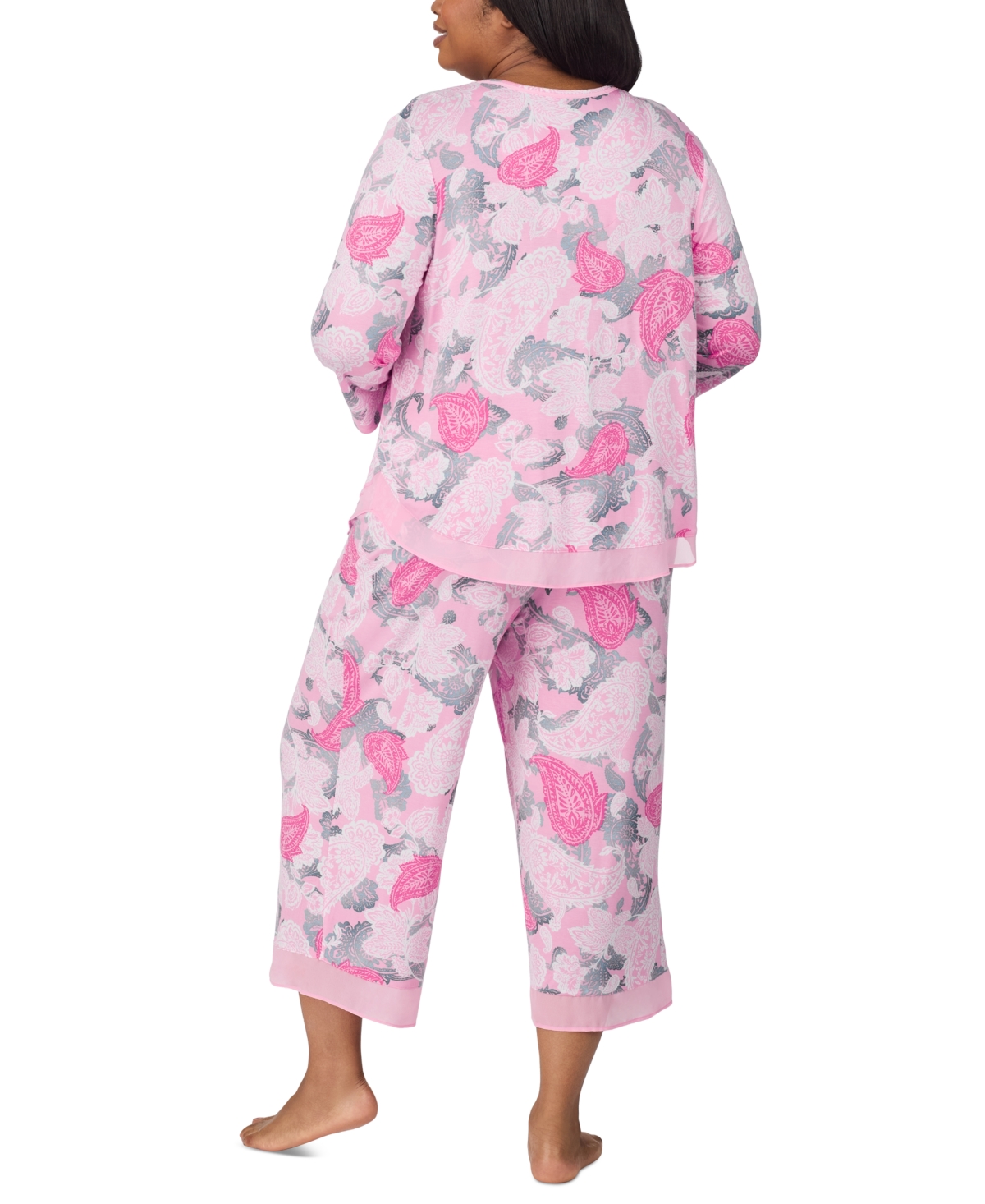 Ellen Tracy Plus Size Printed Cropped Pajama Set