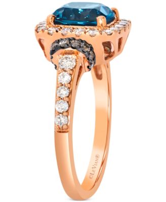 London Blue Topaz (2-1/2 ct. t.w.) & Diamond (3/4 ct. t.w.) Statement Ring in 14k Rose Gold