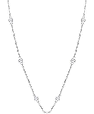 Diamond Bezel Station 18" Necklace (1/2 ct. t.w.) in 14k White Gold