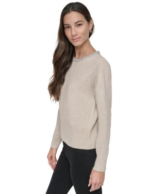 Petite Embellished Trim Sweater Top 